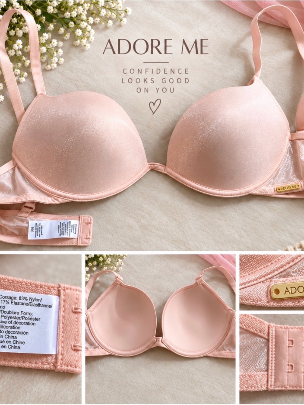 Adore Me Blush Pink Shimmery Padded T-Shirt Bra